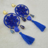 E-4539 Bohemian Fringe Charms Vintage Thread Flower Pattern  Acrylic Gemstone Women Tassel Pendant Elegant Dangle Earrings