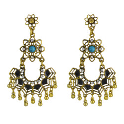 E-4536 New Fashion Gold Plated Alloy Crystal turquoise Metal ball pendant earrings Jewelry