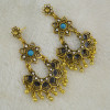 E-4536 New Fashion Gold Plated Alloy Crystal turquoise Metal ball pendant earrings Jewelry