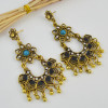 E-4536 New Fashion Gold Plated Alloy Crystal turquoise Metal ball pendant earrings Jewelry