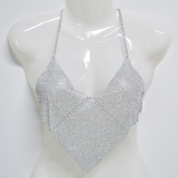 N-7026 New Fashion Gold Silver Plaated Crystal Hollow out Bra Necklace