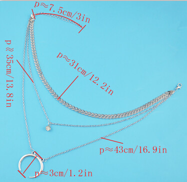 N-7025 Fashion Gold Silver Metal Moon Pendant Choker Necklaces for Women Bohemian Party Jewelry