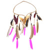 F-0481 Bohemian Handmade Ethnic Gypsy Wood Beads Feather  Hairband Hair Clip Hair Jewelry