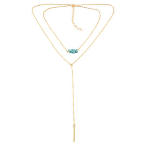 N-7028 Bohemian Multilayer Necklace Turquoise Pendant Necklace for Women