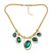 N-0290 Fashion Gold  Metal Green Crystal Clear Rhinestone Pendant Choker Necklaces for Women Bohemian Party Jewelry