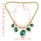 N-0290 Fashion Gold  Metal Green Crystal Clear Rhinestone Pendant Choker Necklaces for Women Bohemian Party Jewelry