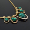 N-0290 Fashion Gold  Metal Green Crystal Clear Rhinestone Pendant Choker Necklaces for Women Bohemian Party Jewelry