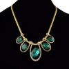 N-0290 Fashion Gold  Metal Green Crystal Clear Rhinestone Pendant Choker Necklaces for Women Bohemian Party Jewelry