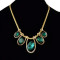 N-0290 Fashion Gold  Metal Green Crystal Clear Rhinestone Pendant Choker Necklaces for Women Bohemian Party Jewelry