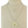 N-7029 Multilayer Gold Silver Alloy Crescent Moon Necklace For Women Bohemian Party Jewelry Gift