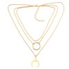 N-7029 Multilayer Gold Silver Alloy Crescent Moon Necklace For Women Bohemian Party Jewelry Gift