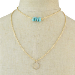 N-7030 2 Colors Trendy Simple Turquoise Pendant Necklace for Women Jewelry