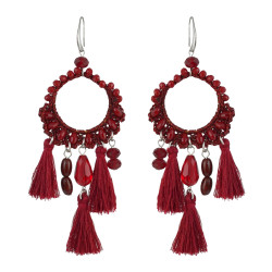 E-4541 Bohemian Handmade Drop Dangle Earrings Big Long Pendant Tassels Statement Earring