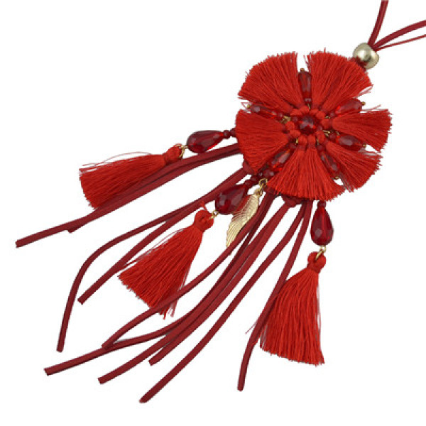 N-7036 4 Colors Trendy Long Drop Pendant Tassel Acrylic Snakeskin Pattern Necklace