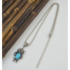 N-5743  E-3551 Fashion Silver Link Chain Rhinestone Owl Shape Pendant Necklace Earrings Set