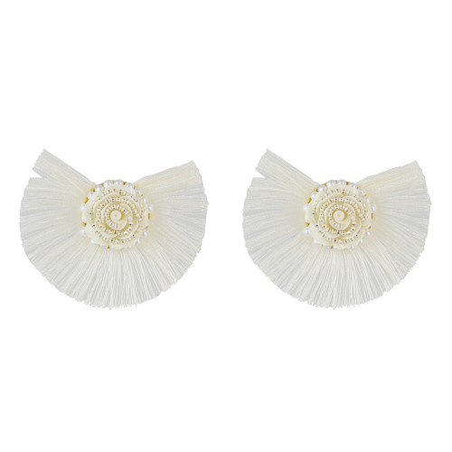 E-4545 Bohemian Tassels Pearl Flower Stud Earring Wedding Engagement Ear Jewelry