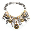 N-1354 Dark Black Style Awl Spider Bead Gold Plated Necklace Cool Jewelry