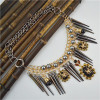 N-1354 Dark Black Style Awl Spider Bead Gold Plated Necklace Cool Jewelry