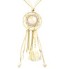 N-7038 5 Colors Trendy Long Drop Pendant Tassel Acrylic Leather Alloy Chain Necklace For Women Jewelry