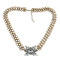 N-1355 New Fashion gold plated metal link chain clear crystal flower choker necklace