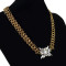 N-1355 New Fashion gold plated metal link chain clear crystal flower choker necklace