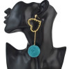 E-4550 Korean Sweet Long Pompom Drop Earrings Plush Ball Heart Pendant  Earring Women Girls Ear Accessory