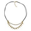 N-1279 Punk Personality Rivet Rhinestone Pendant Necklace Leather Chain Necklaces