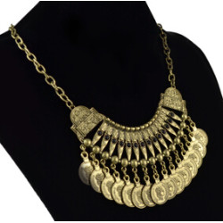 N-5273 Bohemia Vintage Tassels Coin Gold Plated Alloy Necklace Pendant For Women Jewelry