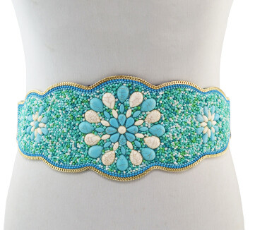 N-7041 Fashion Turquoise Beads Statement Waist Belly Chains for Women Bohemian Party Jewelry