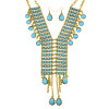 N-7040 Bohemian Golden  Gold Plated Chain Resins Beads Crystal Pendant Necklace Earring sets Women's Wedding Gift