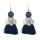 E-4552 Bohemia Tassel Thread Drop Earrings Silver Hook Earring