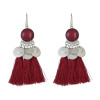 E-4552 Bohemia Tassel Thread Drop Earrings Silver Hook Earring