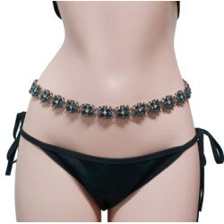 N-7044 2 Colors Women Silver Metal Crystal Flower Belly Chains Summer Beach Sexy Body Jewelry