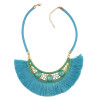N-7045 Bohemia Leather Chain Thread Tassels Crystal Beaded Choker Necklace for Women
