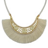 N-7045 Bohemia Leather Chain Thread Tassels Crystal Beaded Choker Necklace for Women