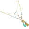 N-5800 Bohemian Vintage 3 Multilayers Long Chain Pendant Tassel Leaf Natural Turquoise Necklace