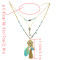 N-5800 Bohemian Vintage 3 Multilayers Long Chain Pendant Tassel Leaf Natural Turquoise Necklace