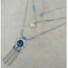 N-5799 Bohemian Multilayers Silver Metal Turquoise Crystal Pendant Necklaces for Women Party Wedding Jewelry
