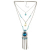 N-5799 Bohemian Multilayers Silver Metal Turquoise Crystal Pendant Necklaces for Women Party Wedding Jewelry
