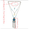 N-5799 Bohemian Multilayers Silver Metal Turquoise Crystal Pendant Necklaces for Women Party Wedding Jewelry