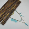 N-5798 Trendy Long Gold-Plated Chain Turquoise Women Tassel Necklace