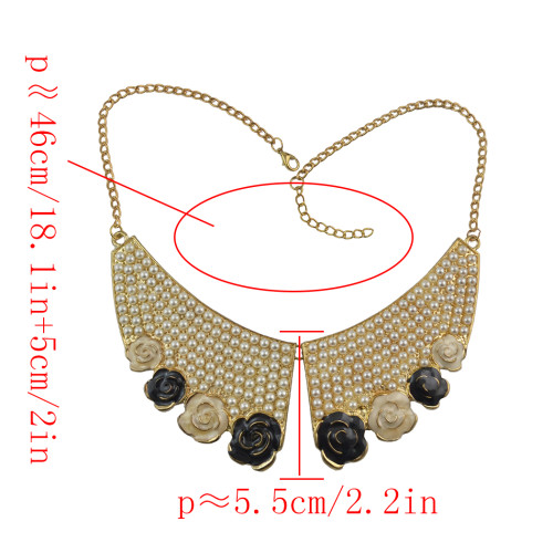 N-1532 Fashion Gold Chain Flower Pearl Choker Necklace