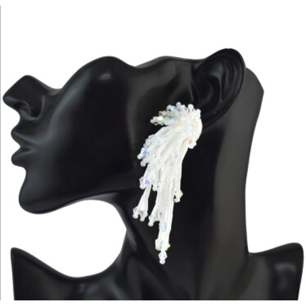 E-4555 4 Colors Fashion Resin Beads Statement Drop Earrings for Women Lady Wedding Party Jewelry
