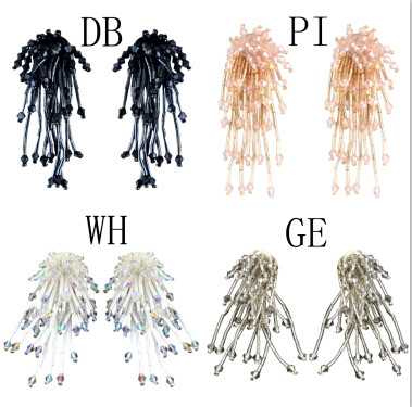 E-4555 4 Colors Fashion Resin Beads Statement Drop Earrings for Women Lady Wedding Party Jewelry