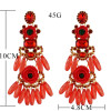 E-4556 4 Colors Fashion Resin Beads Flower Shape Long Drop Earrings for Women Lady Wedding Party Jewelry