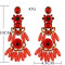 E-4556 4 Colors Fashion Resin Beads Flower Shape Long Drop Earrings for Women Lady Wedding Party Jewelry