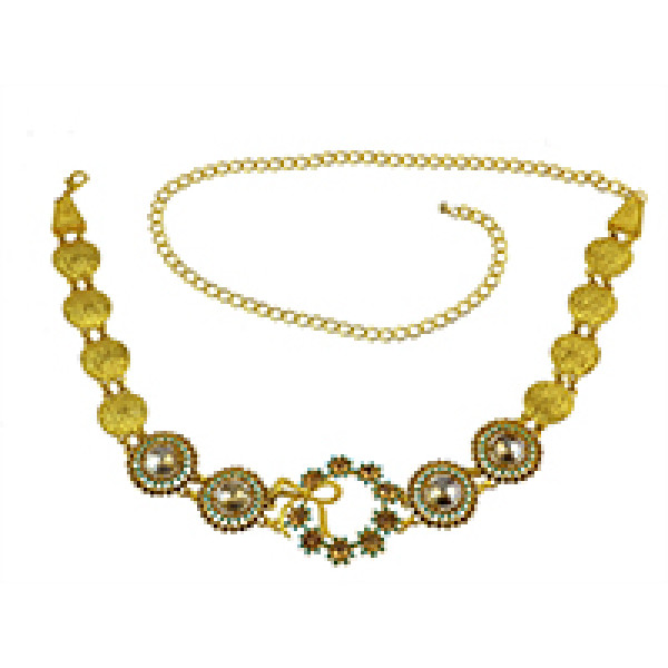N-7047 *  Indian Style 14K Gold Plated Metal Crystal Flower Turquoise Belly Chains Dancing Summer Beach Sexy Body Jewelry