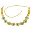 N-7047 *  Indian Style 14K Gold Plated Metal Crystal Flower Turquoise Belly Chains Dancing Summer Beach Sexy Body Jewelry