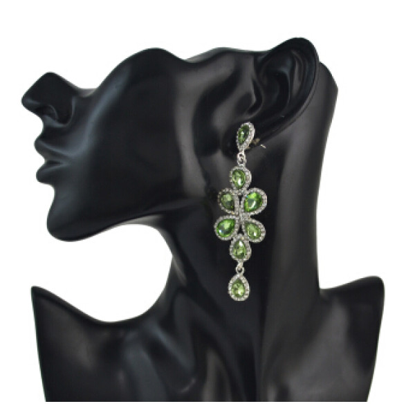 E-4561 2 Styles Shiny Crystal Beads Statement Long Drop Earrings for Women Bridal Party Jewelry Gift