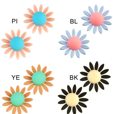 E-4560 4 Colors Trendy Acrylic Flower Shaped Stud Earrings for Women Bridal Party Jewelry Gift
